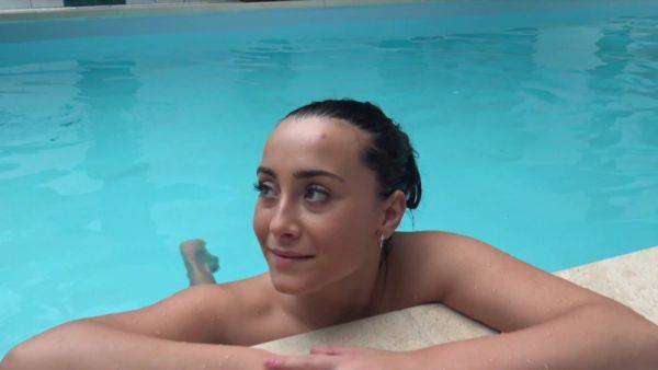 Aroused female filmed by the pool working her magic in true porno - hellporno.com on systemporn.com