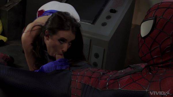 Spiderman uses whole dick to suit brunette's needs in dirty role play - hellporno.com on systemporn.com