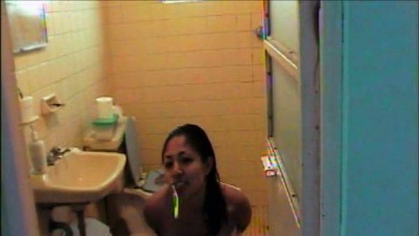 Latina Teen Takes a Shower - drtuber.com on systemporn.com