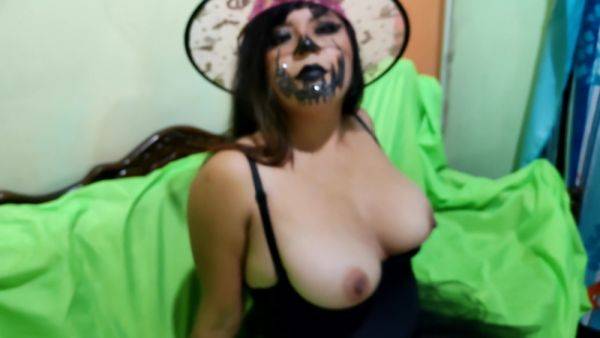 Hot Milf - Porn On Halloween!! Young Woman Witch With Hat Gets And Asks Her Guest To Caress Her Before Having Sex - desi-porntube.com - India on systemporn.com