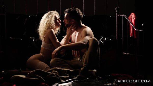 Dashing blonde plays erotic with her man by sucking dick and fucking like a goddes - hellporno.com on systemporn.com