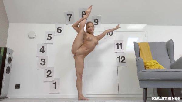 Slim Flexible Blonde Cutie Does Her Stretching Exercises With a Dick In Her Pussy - anysex.com on systemporn.com