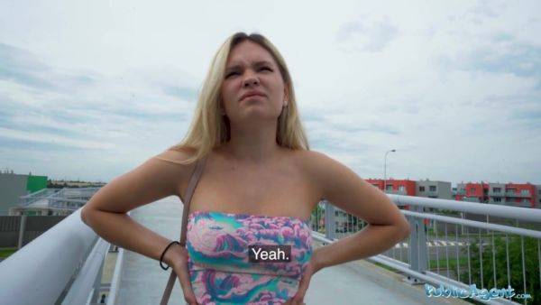 Outdoor POV Public Casting Dirty Euro blonde loves getting her natural boobs out in a public place - xtits.com on systemporn.com