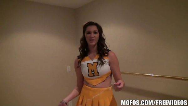 Cheerleader Holly flaunts her hot body in uniform & gives a sloppy BJ - sexu.com on systemporn.com