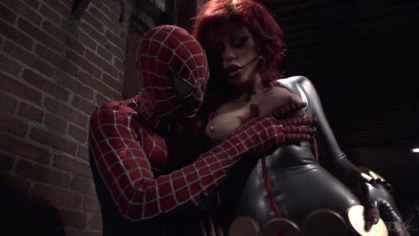 Aroused redhead feels Spiderman's endless dick tearing her pussy apart - hellporno.com on systemporn.com