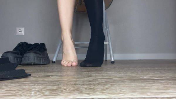 Just Look At Those Sexy Legs, They Look Just Perfect In Those Black Sneakers And Black Shoes - hclips.com on systemporn.com