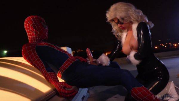 Blonde cougar dazzles with her huge tits while doing Spider Man - xbabe.com on systemporn.com