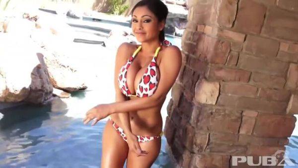 Priya Rai's Big Tits Get Wet Outside by the Pool - veryfreeporn.com - India on systemporn.com