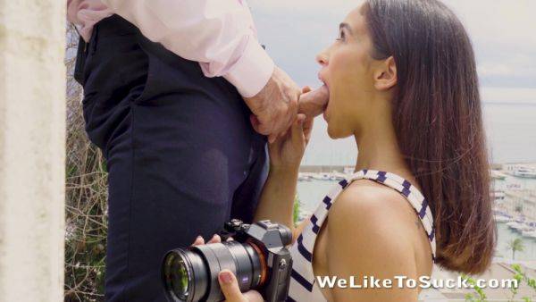 Sweet girl ends up throating the man's dick until the last drops - hellporno.com on systemporn.com