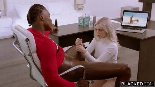 A Delightful Handjob from a Blonde in an Interracial Encounter - porntry.com on systemporn.com