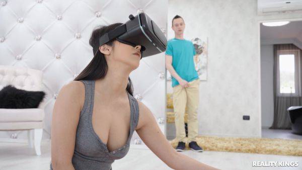 VR fantasy sex turns into reality once her stepbrother walks in on her - xbabe.com on systemporn.com