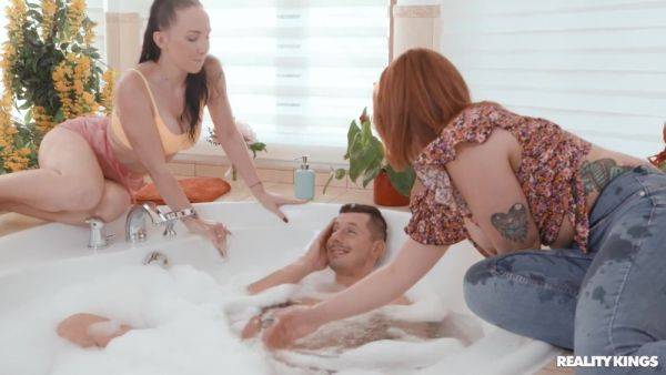 Threesome bath fuck with yoga sex poses after - anysex.com on systemporn.com
