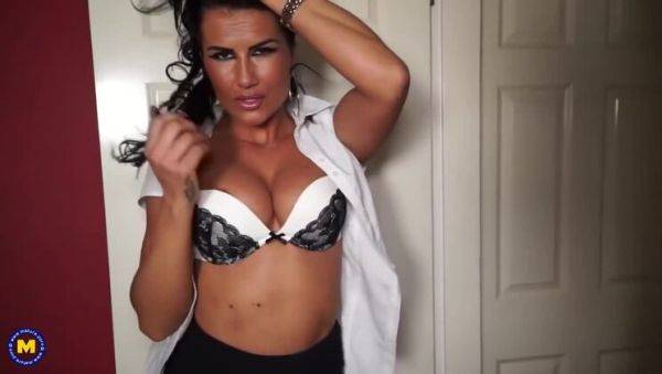 British MILF Katie K with Big Tits and Stockings - Solo Play - porntry.com - Britain on systemporn.com
