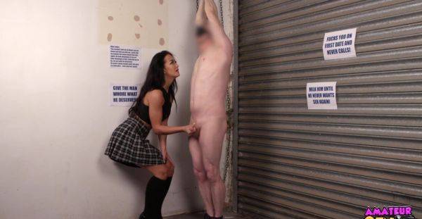 Skinny girl fulfills her CFNM desires with a rough femdom handjob - xbabe.com on systemporn.com