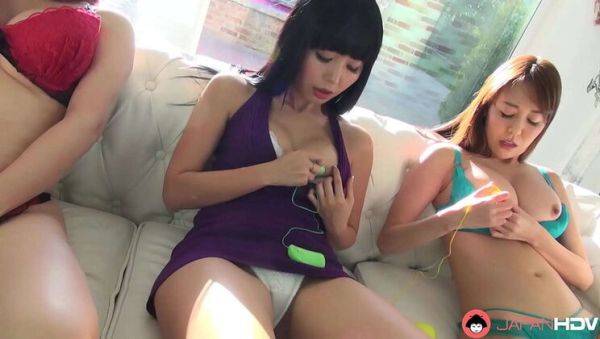 Japanese Beauties Akari, Haruka, and Marika Satisfy Themselves with Vibrators on the Couch - porntry.com - Japan on systemporn.com