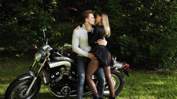 Luxury blonde has fantastic outdoor sex on motorbike - anysex.com on systemporn.com