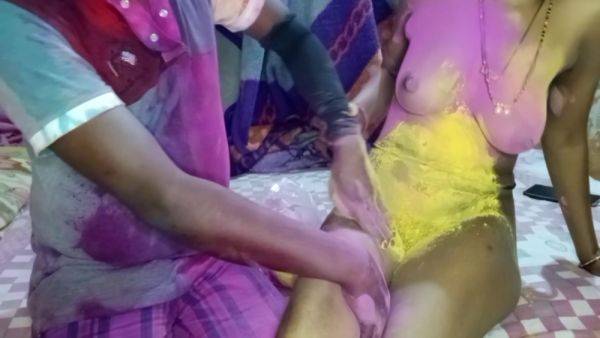 Desi Real Sex Video: On The Day Of Holi, Stepbrother-in-law Applied Abir On Stepsister-in-laws Breasts And Had Of Fun - desi-porntube.com - India on systemporn.com