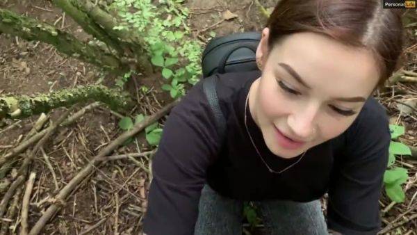German teen gives risky bj in the woods - Amateur POV - anysex.com - Germany on systemporn.com