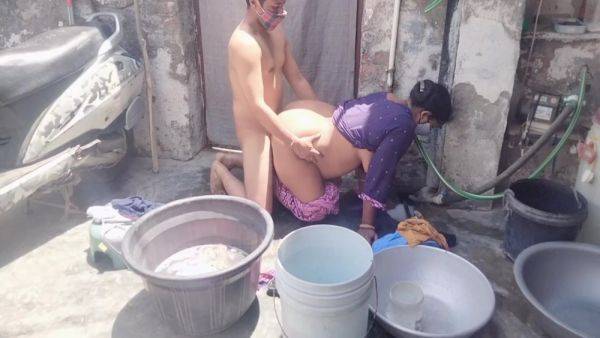 Fucked While Washing Clothes In The Bathroom - desi-porntube.com - India on systemporn.com