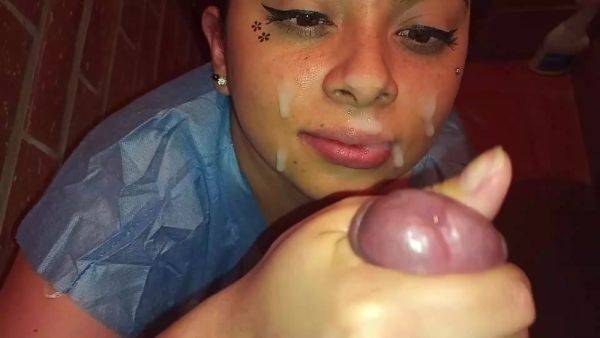 Latina girl being enthusiastic about blowjob and gets facial pov - anysex.com on systemporn.com