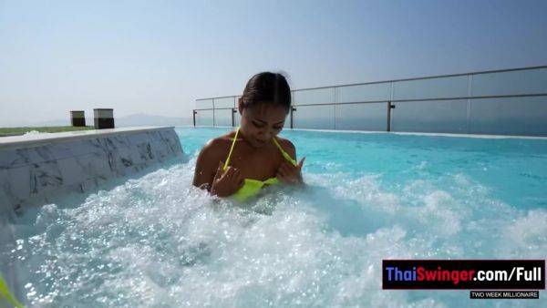 Fun Thai teen GF pool time and horny sex after back in the apartment - hotmovs.com - Thailand on systemporn.com