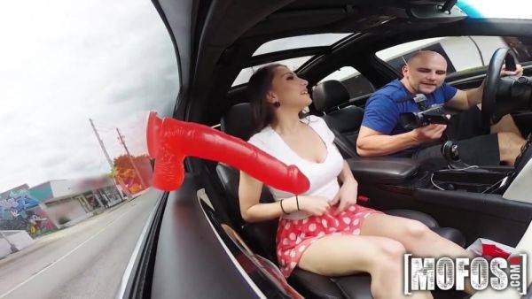 Hot Brunette In A Car With Red Dildo - hotmovs.com on systemporn.com