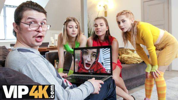 DYKE4K. While man is busy gorgeous ladies in colorful lingerie lick each others clits - txxx.com - Russia on systemporn.com