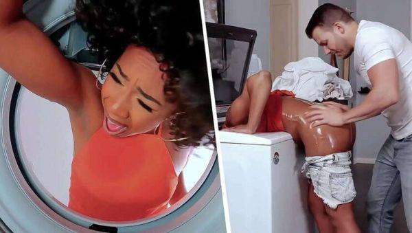 Feeling up My Girlfriend's Ebony Mom Stuck in Washing Machine - MILFED - veryfreeporn.com on systemporn.com