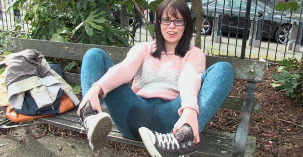 Nerdy amateur pees on herself in public and shares unique angles - alphaporno.com on systemporn.com