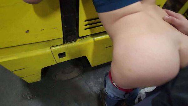 Passionate encounter: Co-worker gets rough, Creampie filled doggystyle on the forklift - porntry.com on systemporn.com