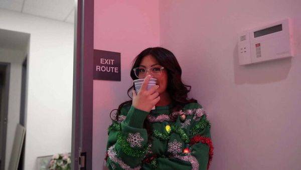 Office Christmas Party Fuck: Cami Strella Sucks Cock in High Heels - porntry.com on systemporn.com