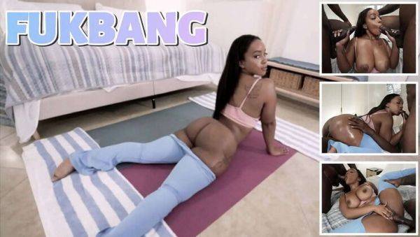 Hot Black Babe Gym Workout with Double Penetration and Cumshot - porntry.com on systemporn.com