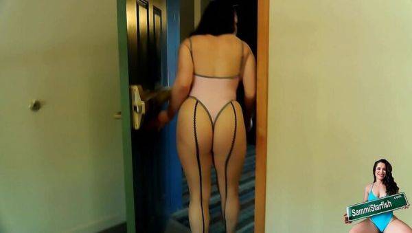 Hot MILF Sammi Starfish Flashes Thong & Fishnets in Risky Hotel Dare - xxxfiles.com on systemporn.com
