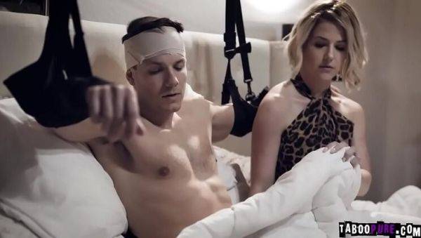 Kit Mercer gives a steamy handjob to her stepson's big cock until he explodes - xxxfiles.com on systemporn.com