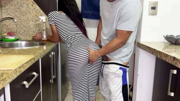 Hot Stepdaughter in Tight Dress Cleaning Kitchen with Big Ass - Anal Taboo Scene - xxxfiles.com on systemporn.com