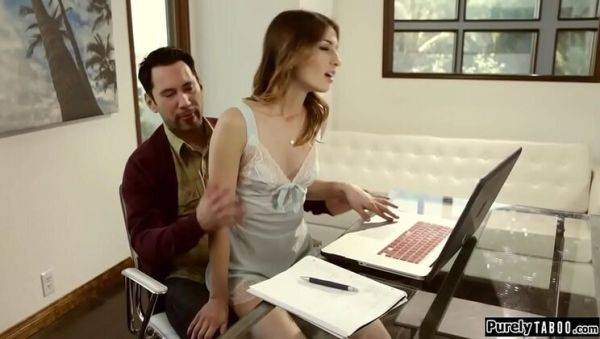 Teen Stepdaughter Kristen Scott Seduces Stepdad with Deep Throat and Blowjob - porntry.com on systemporn.com