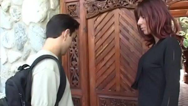 Hot MILF with auburn hair fucks her son's best friend outdoors - veryfreeporn.com on systemporn.com