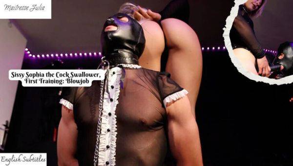 Sissy Sophia First Anal Training: Pegging and Cum on Feet by Mistress Julia - veryfreeporn.com - France on systemporn.com