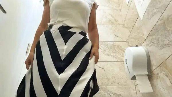 Step Mommy's Big Ass & Tits Public Toilet Masturbation Orgasm - porntry.com on systemporn.com