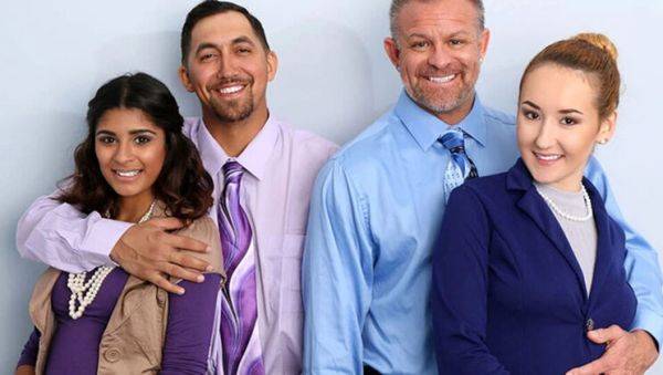 Office Orgy: Horny Stepdads Swap Teen Stepdaughters for Wild Foursome - veryfreeporn.com - Britain on systemporn.com