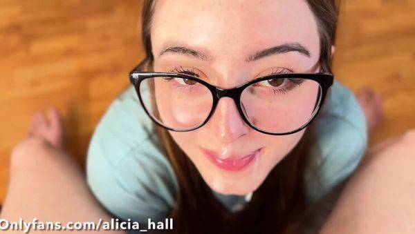 Game Night Blowjob with Alicia Hall - Cute Colombian Glasses Girl Swallows Cum - porntry.com - Britain - Colombia on systemporn.com