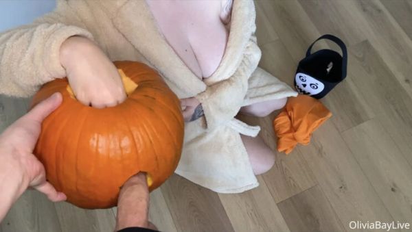Olivia Bay's Big Tits Halloween Prank - Stepsister Gets Pumpkin Dick Surprise Part 1 - xxxfiles.com - Britain on systemporn.com