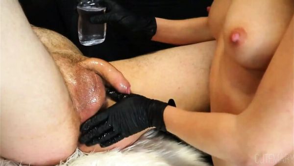 Amateur Petite Ebony MILF Sloppy Handjob with Black Gloves and Prostate Massage - veryfreeporn.com on systemporn.com