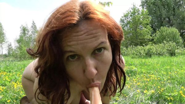 Hairy Farmer's Wife Masturbates with Dildo in Meadow - Hera Harding Outdoor Solo - porntry.com on systemporn.com
