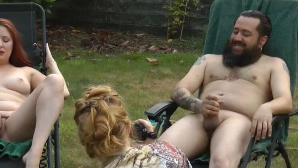 Big Tits Outdoor Game Bet: Blonde and Redhead Threesome Strip Masturbation - porntry.com - Britain on systemporn.com
