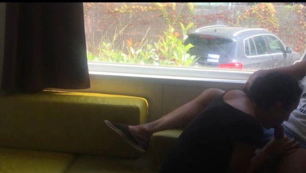 Risky Public Blowjob In Front Of Window - Hot Brunette MILF Wife On Her Knees Outdoor Camping - porntry.com - Italy on systemporn.com