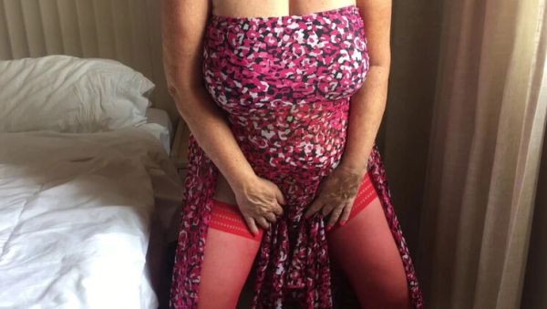 Horny Mature Granny Strips Nylon Stockings in Sun - Big Natural Tits & Feet Fetish - xxxfiles.com - Britain on systemporn.com