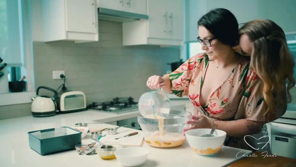 Blonde Charlie Forde and Brunette Chasey Devil Lesbian Cake Baking Sex with Big Natural Tits and Glasses - veryfreeporn.com on systemporn.com