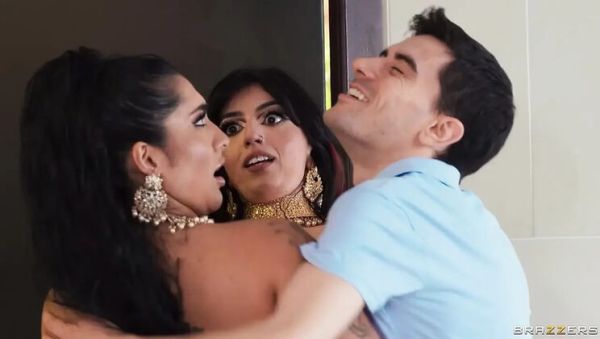 Yasmina Khan & Aaliyah Yasin Threesome Blowjob with Big Tits Brunettes Together - veryfreeporn.com - Britain on systemporn.com