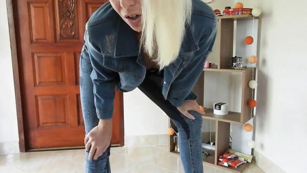 Blonde Teen MissAnja_FH Squirts and Pees in Her Jeans - Wet Solo Fingering - veryfreeporn.com - Britain on systemporn.com